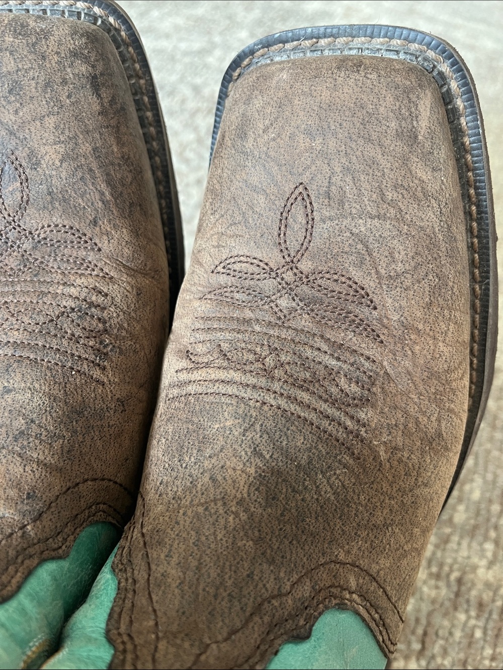 Justin Boots Brown & Turquoise Western Cowgirl Boots - Picture 8 of 10